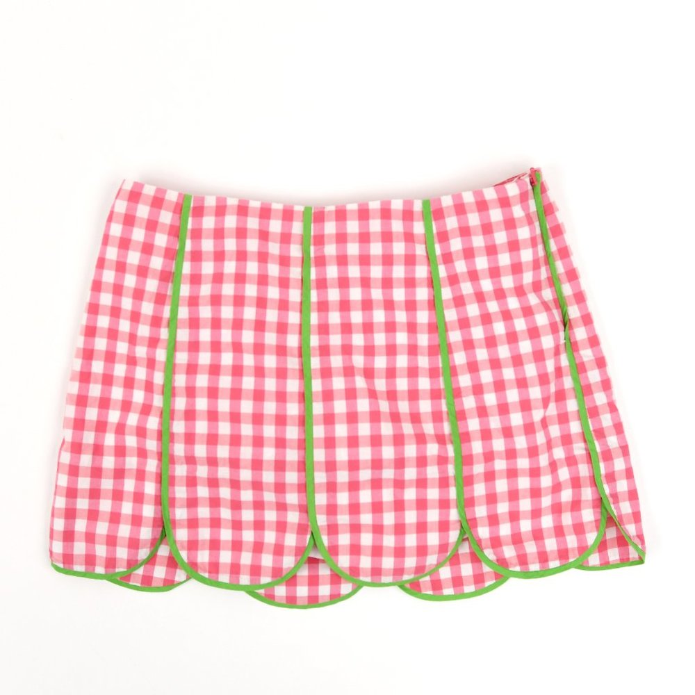 Lilly Pulitzer Pink White Gingham Scalloped Skort